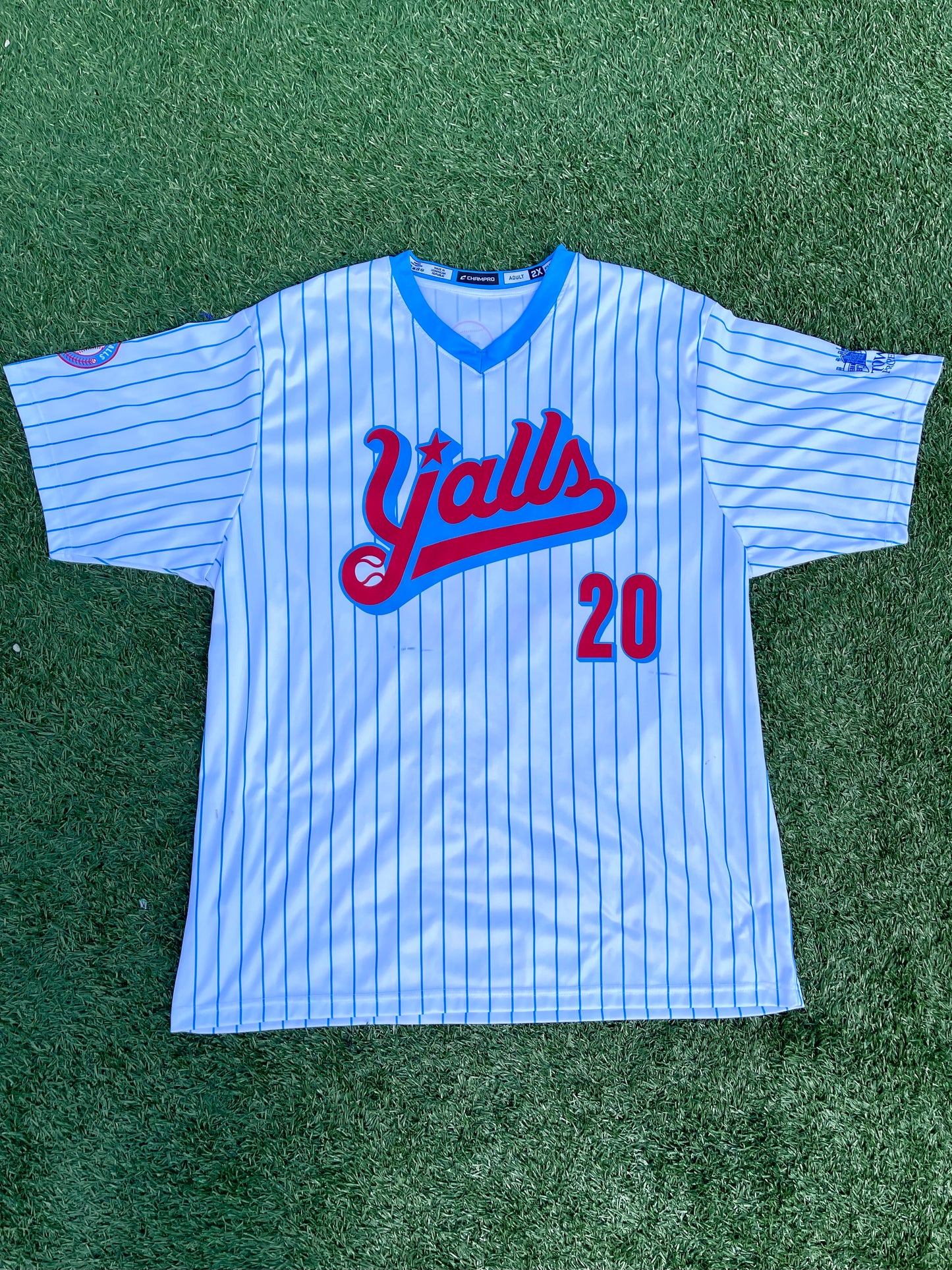 Custom Official Y'alls Jerseys White Pinstripe